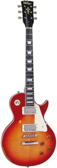Vintage V100 ReIssued Electric Guitar Single cut with HH Pickup Configuration Cherry Sunburst