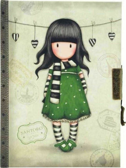 Santoro Kinder-Equipment Notizbuch Bullet Journal mit Hartcover und Schloss Grün