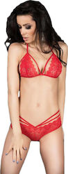 Chilirose Sexy Σετ Εσωρούχων με Δαντέλα Red
