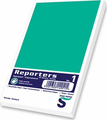 Skag Reporters Notebook Block 50 Sheets A6 with Blank Pages Green