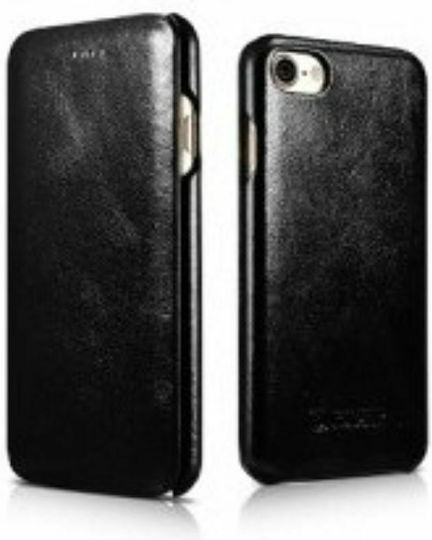 iCarer Vintage Curved Edge Book Δερμάτινο / Δερματίνης Μαύρο (iPhone SE 2022/2020)