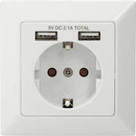 Digitus Single Power Socket with 2 USB Ports White