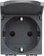 Legrand Bticino Single Walled Power Socket with Lid Gray