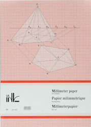 Next Notebook Block 50 Sheets A3 Graph Paper Pink