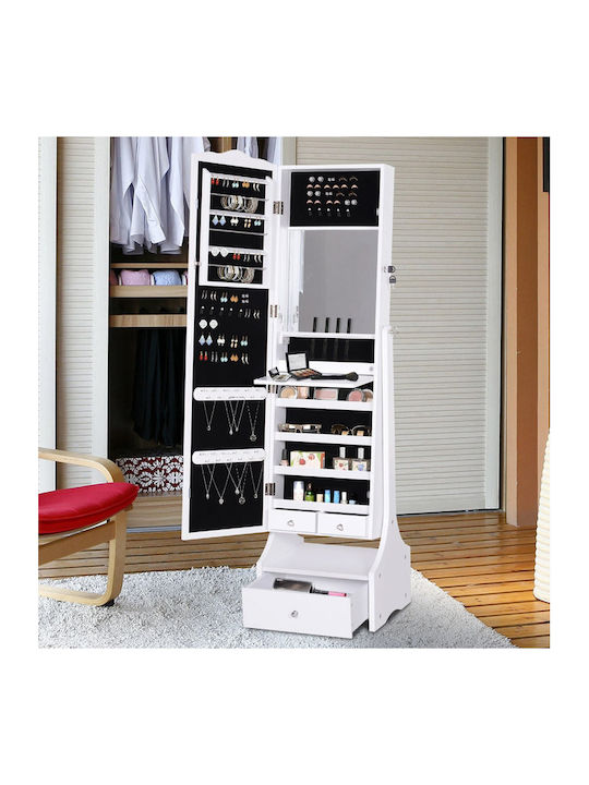 HomCom Floor Mirror with White Wooden Frame 150x45cm