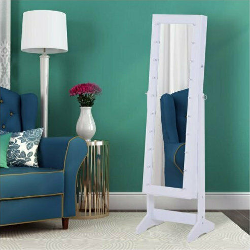 HomCom Καθρέπτης με Λευκό Ξύλινο Πλαίσιο 146x40cm