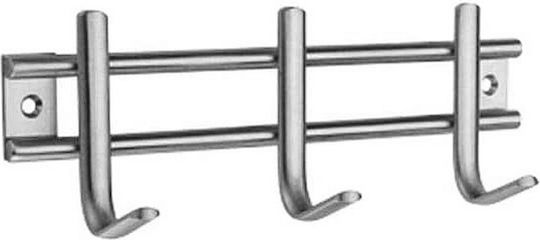 Inofix Metal Wall Hanger 3 Hooks Silver 22x5.4x7.6cm