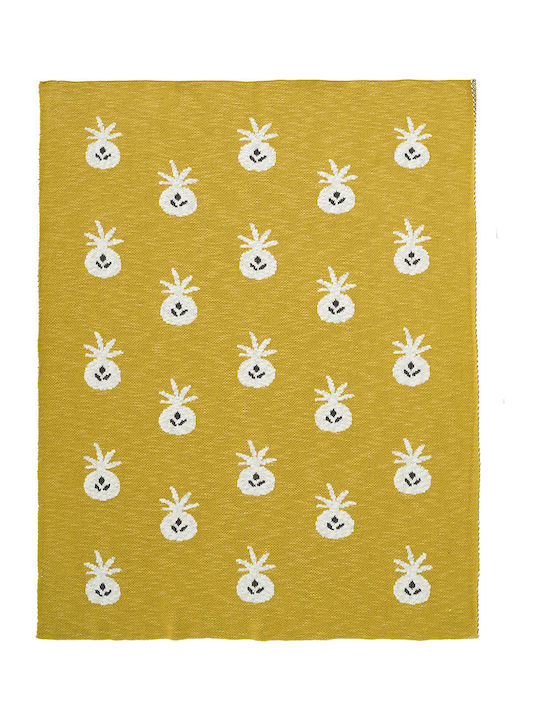 Fresk Blanket Nursery Swaddling Blankets Pineapple Knitted Yellow 80x100cm