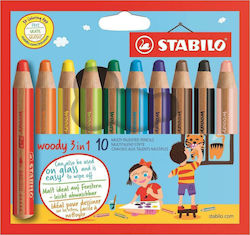 Stabilo Woody Maxi Coloured Pencils Set 3 σε 1 10pcs