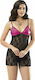 Moongirl 2010 Sexy Σετ με Ρόμπα Black Fuchsia