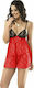 Moongirl 2009 Sexy Σετ με Ρόμπα Red/Black