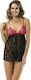 Moongirl 2009 Sexy Σετ με Ρόμπα Black Fuchsia