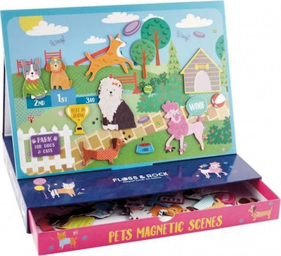 Floss & Rock Joc de construcție magnetic Pets Play Scenes pentru copii de 3++ ani