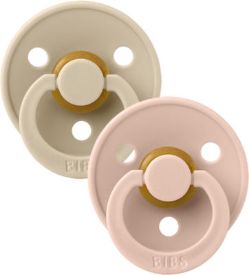 Bibs Pacifiers Rubber Colour Vanilla / Blush with Case for 6-18 months 2pcs