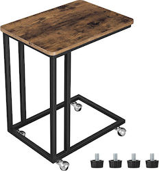 Rectangular Wooden Side Table with Wheels Walnut L50xW35xH61cm