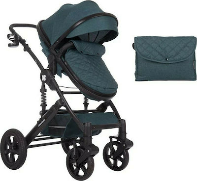 Kikka Boo Darling 2020 Verstellbar 2 in 1 Baby Kinderwagen Geeignet für Neugeborene Green Silver 12kg