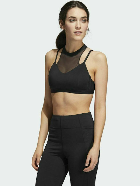 Adidas All Me 3-Stripes Mesh Femei Atletic Sutien sport Negru cu Căptușeală detașabilă