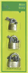 Padlock Brass with Key Set 20mm 3pcs