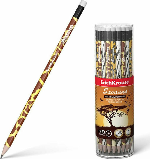 ErichKrause Savanna Pencil HB with Eraser (Μiscellaneous Designs/Colors)