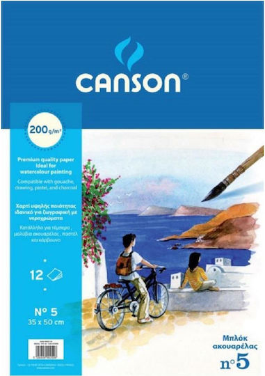 Canson Watercolour Pad Watercolour Pad 12 Sheets No5 35x50cm 12 Sheets