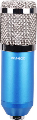 Condenser XLR Microphone BM-800 Shock Mounted/Clip On for Voice In Blue Colour