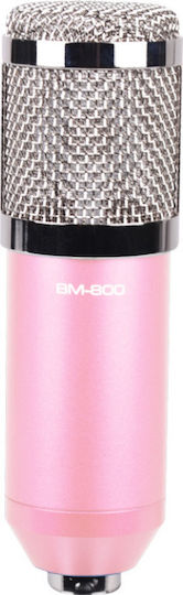 BM-800 Πυκνωτικό XLR Microphone Shock Mounted for Vocals in Pink Color