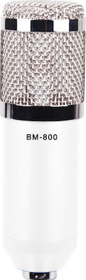 Condenser XLR Microphone BM-800 Shock Mounted/Clip On for Voice In White Colour