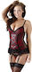 Cottelli Collection Basque with Suspenders & String Seturi de lenjerie sexy Red Black