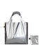 Loqi Metallic Matt Fabric Shopping Bag Gray