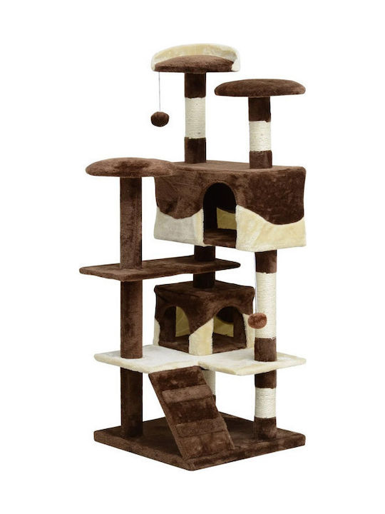 Pawhut Cat Scratching Post Cat Tree Δέντρο Γάτας In Brown Colour 50x50x132 cm D30-091CF