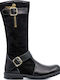 PAPISTAS KIDS BOOTS FOR GIRL ME BLACK LEATHER-CASTOR