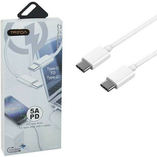 Treqa USB 3.0 Cable USB-C Male - USB-C White 1m