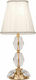 Fan Europe Riflesso-L1 ORO Crystal Table Lamp for Socket E14 with White Shade and Transparent Base