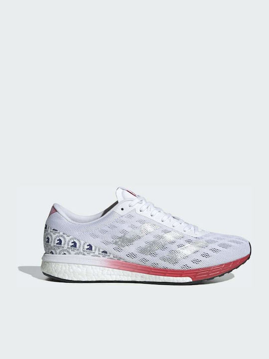 Adidas Adizero Boston 9 Γυναικεία Αθλητικά Παπούτσια Running Cloud White / Silver Metallic / Scarlet