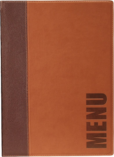 Securit Menu Holder made of PU Leather in Brown Colour 25.3x17.7 cm Trendy Range A4