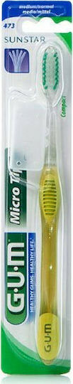 GUM Micro Tip Compact 473 Manual Toothbrush Medium Yellow