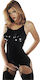 Sharon Sloane Latex Suspender Corset Black