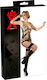 LateX Revealing Latex Suspender Basque Bodysuit Black