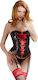Black Level Vinyl Corsage with Flirty Lacing Κορμάκι Black/Red