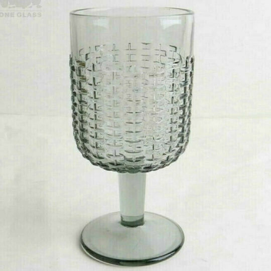Marva Toskani Set Pahare Pentru Apă Pahare Cu Picior Din Sticlă Rattan Gri 350ml 6 Bucăți
