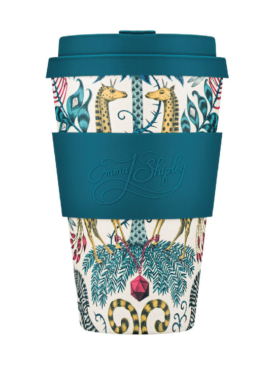 Ecoffee Cup Emma J Shipley Kruger Cup Κούπα Μπαμπού με Καπάκι Μπλε 400ml