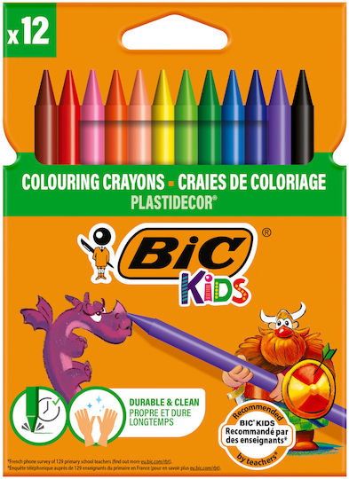 BIC Kids Plastidecor Σετ Κηρομπογιές με 12 Χρώματα