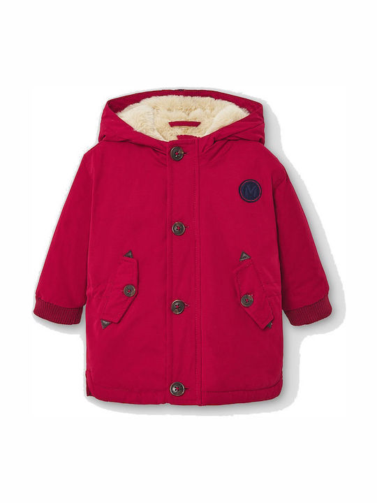 Kids' Parka Long with Lining & Hood Burgundy