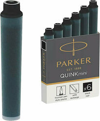 Parker Quink Mini Ersatz-Tinte für Füller in Schwarz Farbe 6τμχ 6Stück