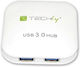 Techly Hub 4 Porturi USB 3.0 cu Conectare USB-A Alb