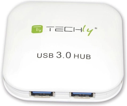 Techly Hub 4 Porturi USB 3.0 cu Conectare USB-A Alb