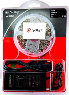 Spot Light LED Strip Power Supply 12V with Cold White Light Length 5m and 60 LEDs per Meter with Power Supply SMD5050