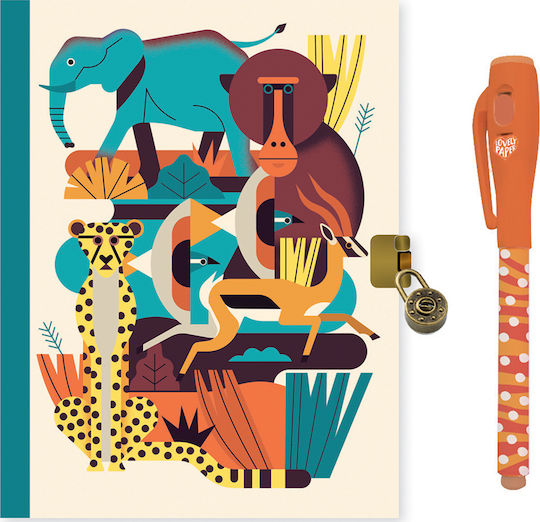 Djeco Diary and Magic Marker Notebook Ruled with Padlock Multicolour