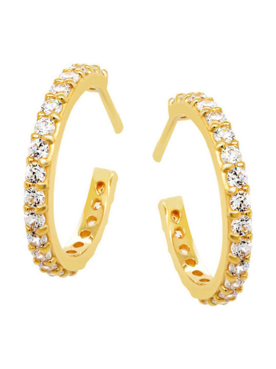 14K Gold hoop earrings with cubic zirconia