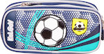 KalGav Fabric Pencil Case Soccer with 2 Compartments Blue